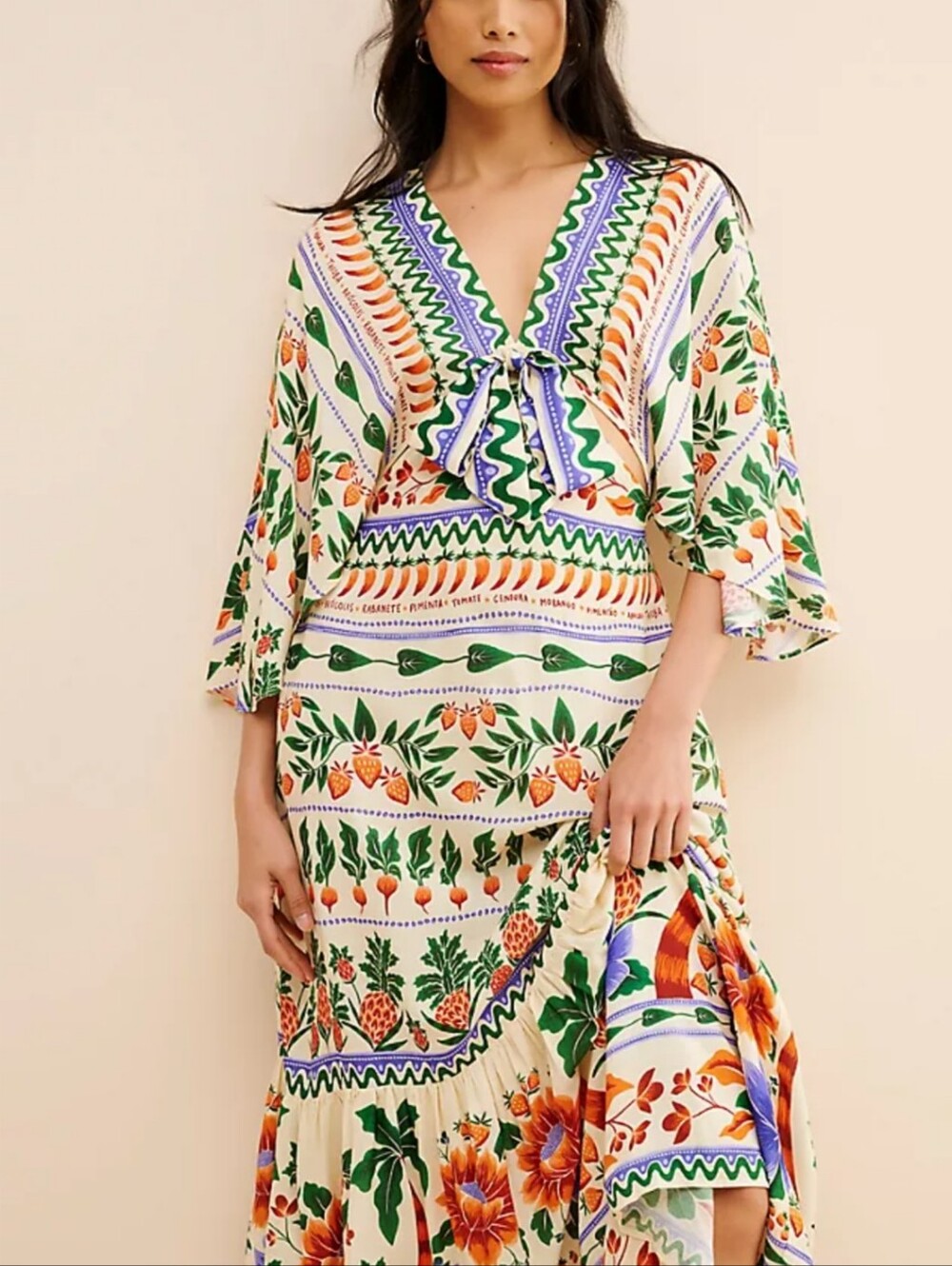 Farm Rio V Neck Kaftan Maxi Dress